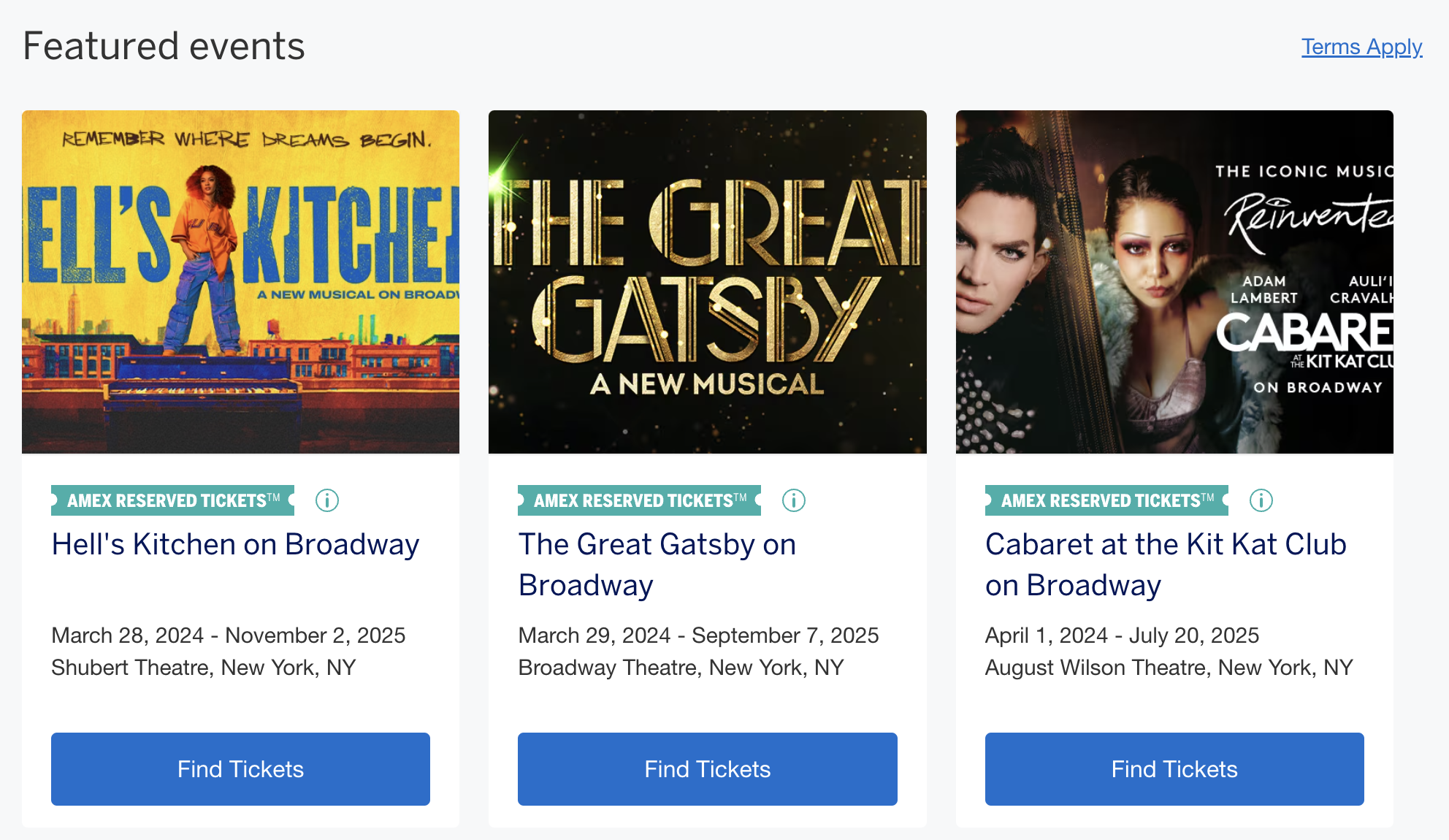 amex reserved tickets show example